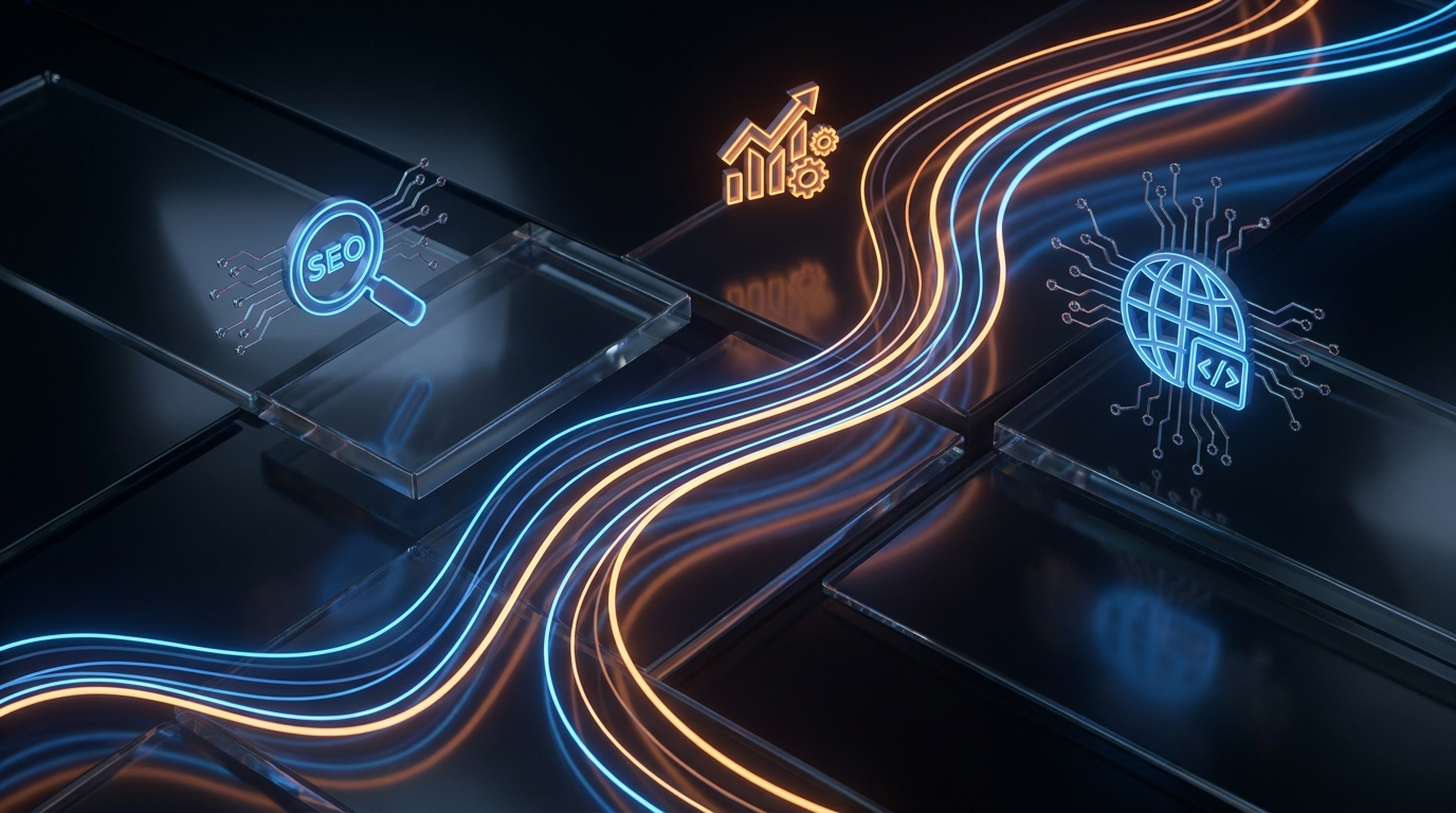 Premium dark tech marketing environment