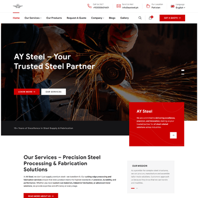AY Steel portfolio screenshot