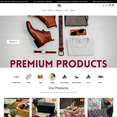 Premium Products Store portfolio screenshot